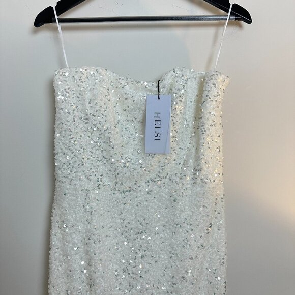 HELSI Leslie Strapless Sequin Column Midi Dress in White Size Large NWT - Picture 5 of 15